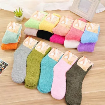

Fabulous Elastic Home Women Girls Soft Bed Floor Socks Fluffy Warm Winter Breathable Pure Various Colors Available Sock O8