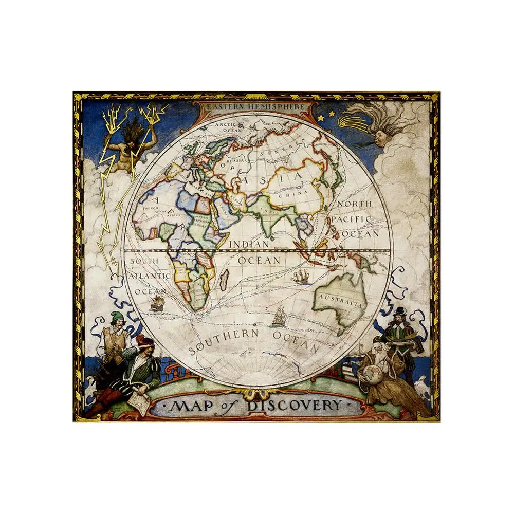 

90x90cm Antique Decorative Map Medieval Style Non-woven Foldable World Map 1:1 HD World Map For Trip and Travel