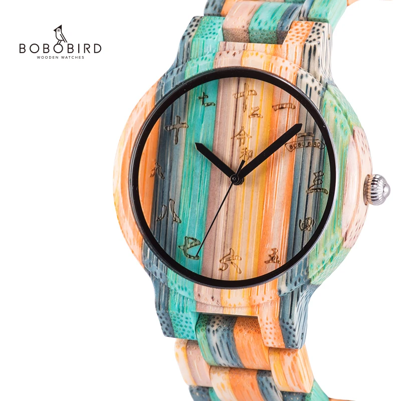 Couple Watch Wooden Bobo Bird Mens in Quartz Gift-Box Engraved Engraved