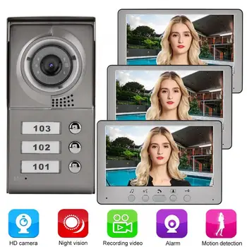 

7 inches Apartment 3 Units Wired Phone Audio Visual Entry System 815MC13 Intercom Doorbell