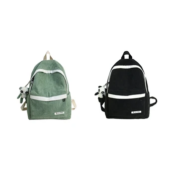 

School Bag Female Harajuku High School Student Campus Backpack Corduroy Large Capacity Backpack