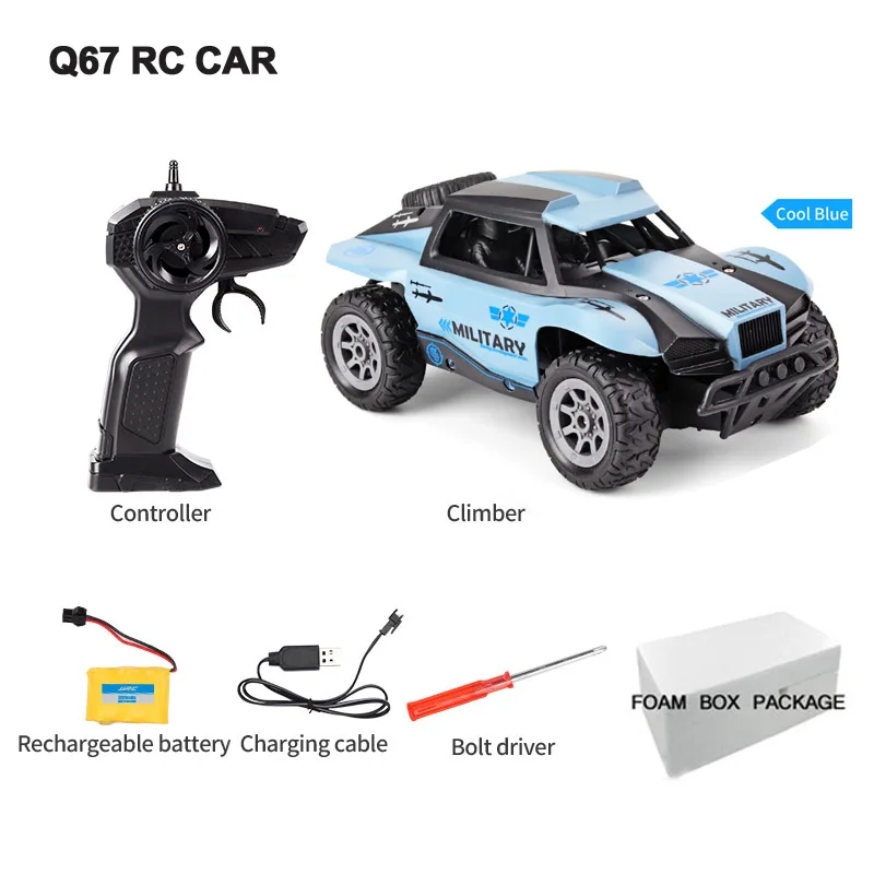 Q67 BLUE FOAM BOX Мини-пульт дистанционного управления автомобиль внедорожный Радиоуправляемый автомобиль Рок Гусеничный 1:20 2,4 г 12 м/ч высокоскоростной мини RC монстр 4WD радиоуправляемые автомобили - Цвет: Q67 BLUE FOAM BOX