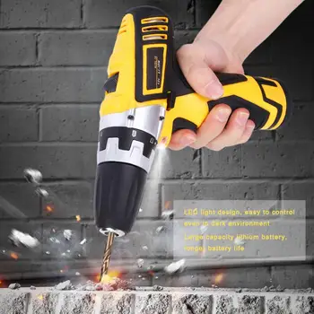 

12V Electric Drill Set Lithium Battery with LED Light Screwdriver Bits US Plug 100-240V Woodworking tool parts New Arrival