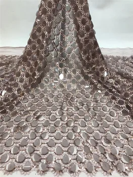 

High quality roung sequins 1YG-20.4414 french sequins lace fabric african lace fabric with big and small sequins tulle fabric