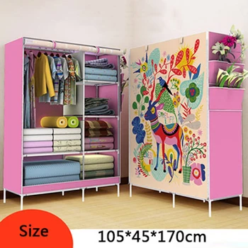 

Simple Non-woven Cloth Folding Wardrobe DIY Assembly Bedroom Clothes Storage Cabinet Panoramic Pattern Large Wardrobe Closet