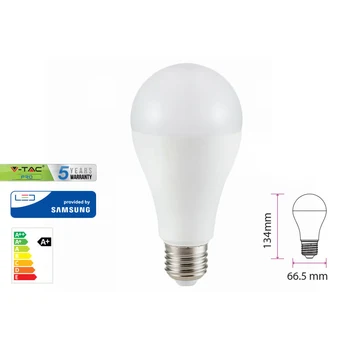

V-TAC LC2725F Led lamp E27 A65 15W cool white 6400K bulb ball Samsung Chip warranty 5 years SKU-161