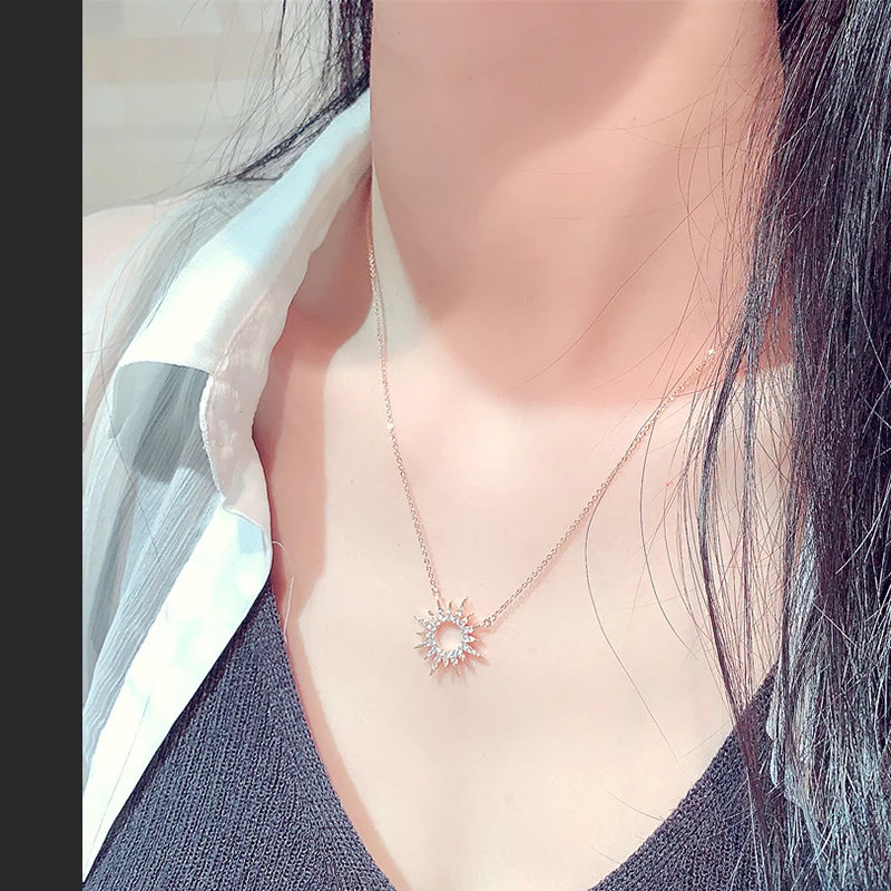 Luxury Shine Micro Inlaid cz Circle Women Necklace AAA Cubic Zirconia Hot Sale Simple Delicate Thin Clavicle Kolye Chain Pendant - Image 3