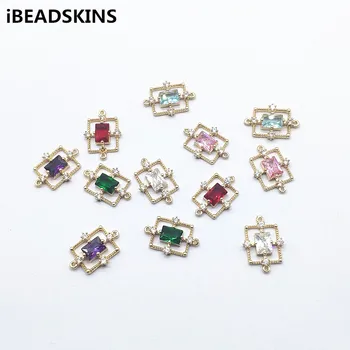 

New arrival! 19x14mm 50pc Zircon Rectangle-shape Connectors for HandMade Earrings Parts Jewelry Findings Jewelry Necklace DIY