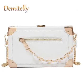 

The New Wild Chain Portable Messenger Bag Multi-pocket Zipper Shoulder Small Square Bag Fashion Texture Metal Clutch Bag Wallet