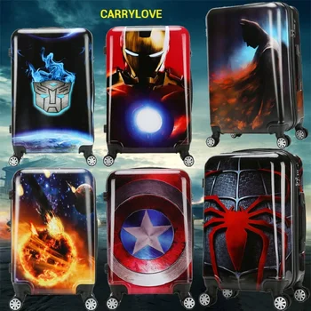 

CARRYLOVE cartoon luggage series 18/20/24 size boarding PC Super hero Rolling Luggage Spinner brand Travel Suitcase