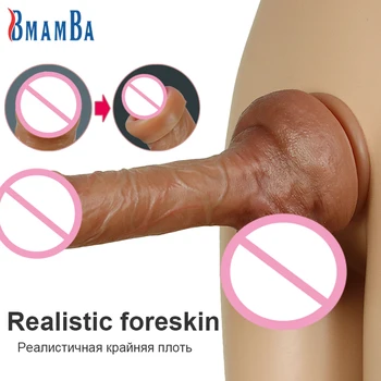 Skin Foreskin Dildo Sex Toys for Women Silicone Anal Dick Sex Shop Gode Artificial Penis Erotic Strap on Dildos for Lesbian 1