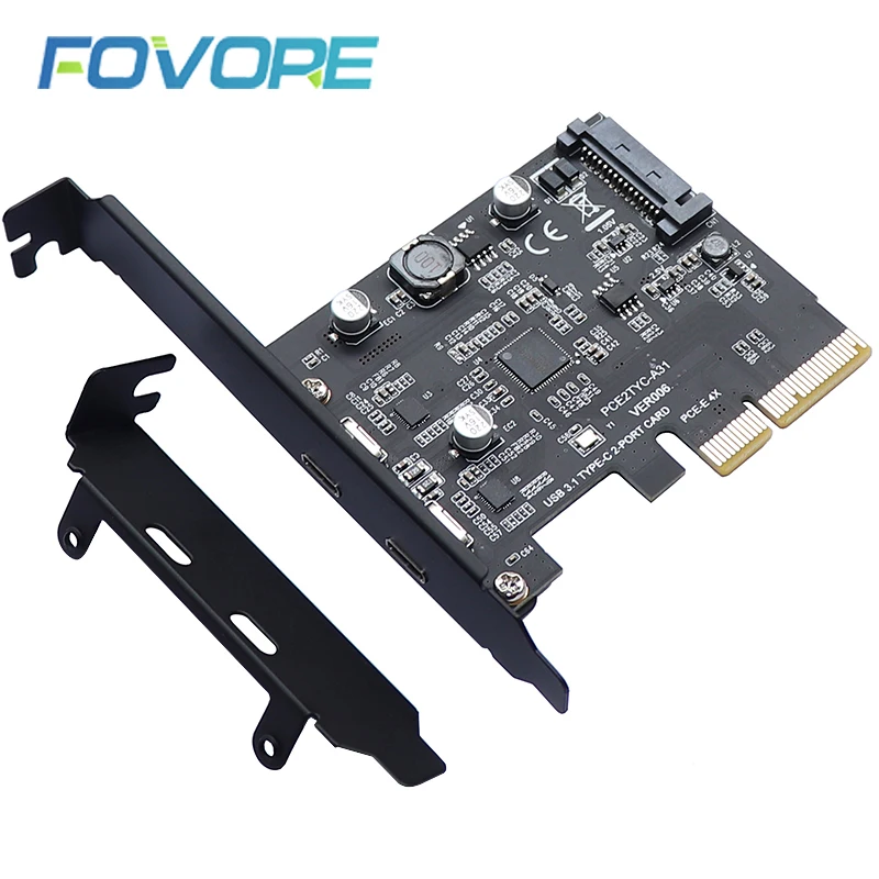 USB 3,1 PCIE fondos tarjeta Dual Reversible USB 3,1 Gen 2 tipo-C con puertos PCI-e PCI Express X4 SATA 15Pin conector 10Gbps Añadir en la tarjeta