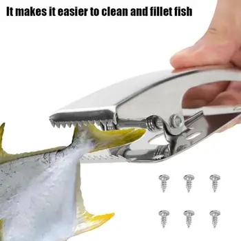 

2020 Hot Sale Stainless Steel Fish Fillet Clamp Deep-jaw Fish Tail ClipComing With Screws For Fillet Bait Fishing Cleaning Tools