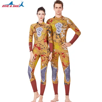 

DIVE & SAIL Men 3mm neoprene Sun Protective Full Body Wetsuit Stretchy One-piece Jumpsuit Back Zip spearfishing Diving Suit