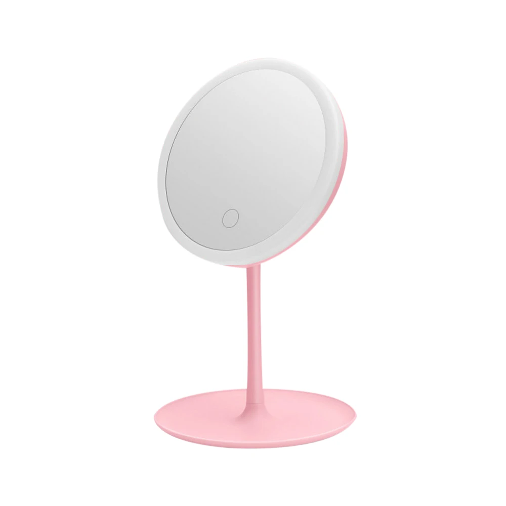 Настольное туалетное зеркало с usb зарядкой со светодиодной лампой, складное HD зеркальное шасси для хранения, бесступенчатое затемняющее косметическое зеркало - Цвет: charging monochrome