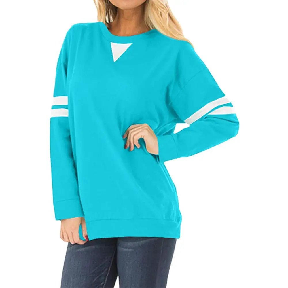 

Women's Winter Fashion Round Neck Long Sleeve Baseball Top Solid baseball shirt women players weekend T#