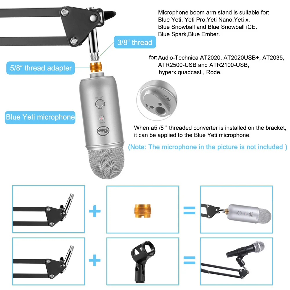 HONArm-Support de microphone amélioré avec filtre anti-pop