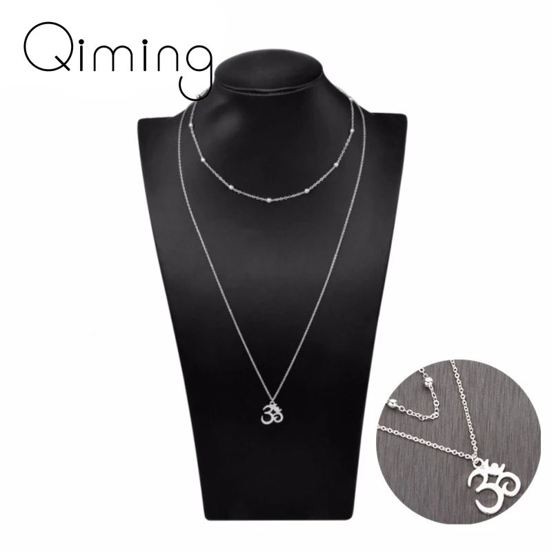 Женское ожерелье с подвеской символ йоги Ом металлическое сексуальное колье в