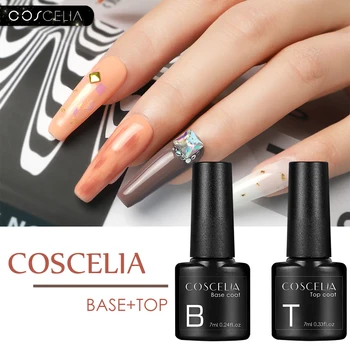 

COSCELIA 7ML Top Base Coat Set Nail Art Gel Polish Gel Make Natural Resin Varnish For Nails Salon All For Manicure Need UV Lamp