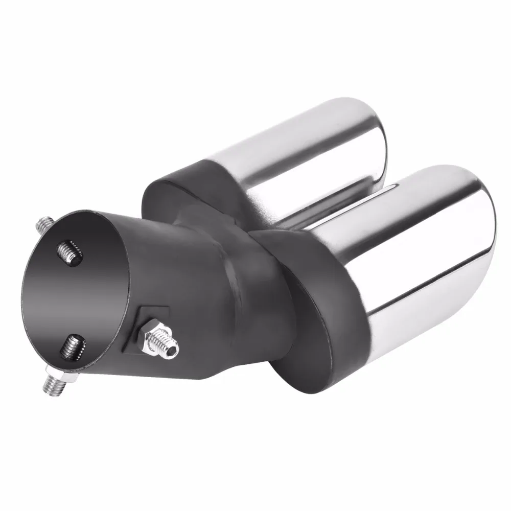 Universal Car Auto Round Exhaust Muffler Tip Stainless Steel Exhause 1 to 2 Dual Pipe Chrome Trim Modified Car Rear Tail