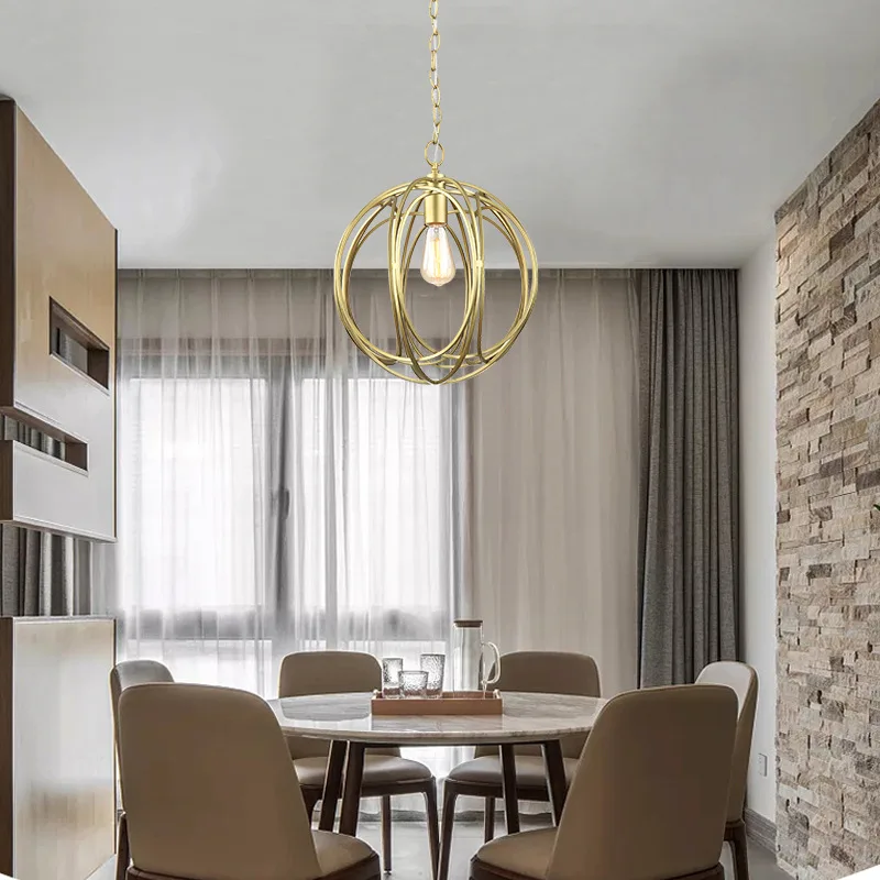 

Cross Border Northern European-Style Lighting Lamps Gold round Ball Chandelier Home Restaurant Living Room Chandelier Industrial