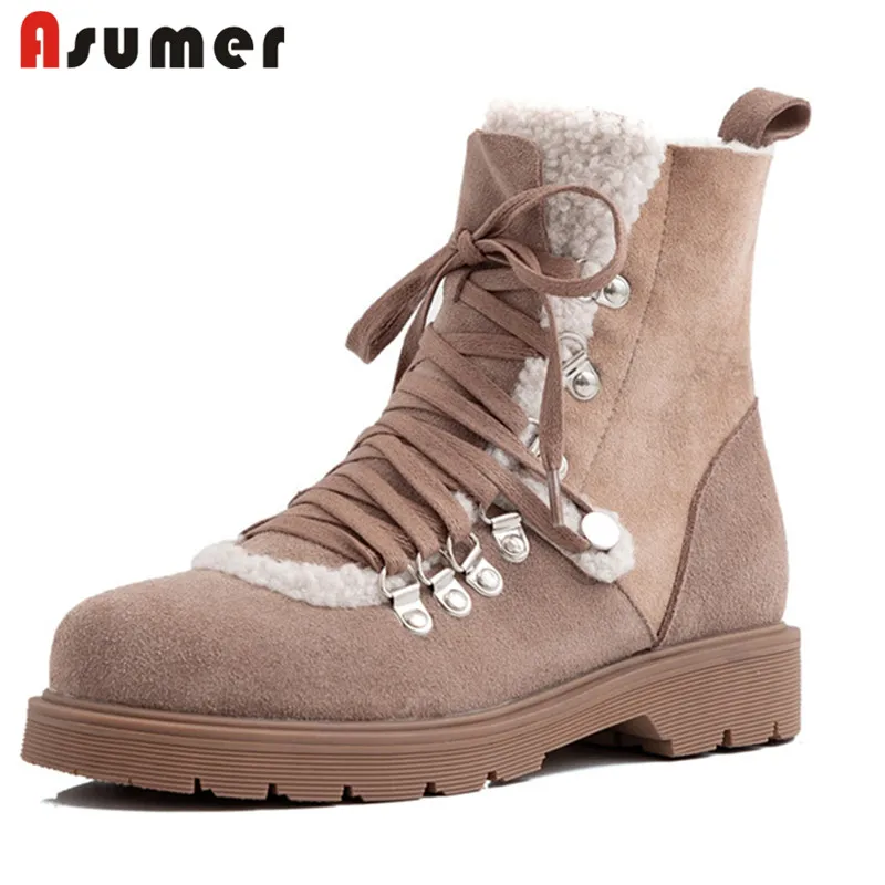 ASUMER/зимняя обувь Большие размеры 33-43 Женские зимние ботинки Теплая замшевая