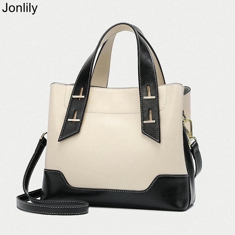 

Jonlily Women Genuine Leather Composite Bag High Capacity Daily Handbag Totes Female Elegant Shoulderbag Commuter Bag -KG251