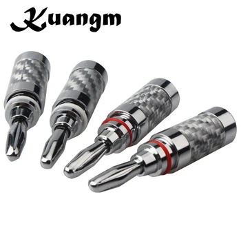 

Kuangm Carbon Fiber Brass Rhodium Plated Male Terminal Hifi Audio CD DVD player AMPe Speaker Cable Banana Plug connector