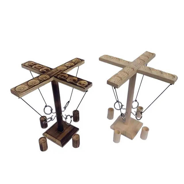 Drink Game Wooden Ring Throw Game Bar Family Table Tossing Ring Hook And Loop Ring 4 Player Game Ring Toss Games For Kids Adults 1