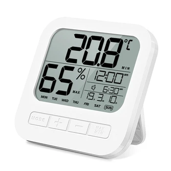 

Household LCD Electronic Digital Temperature Humidity Meter Indoor Monitor Home Greenhouse Weather Station Clock Calend