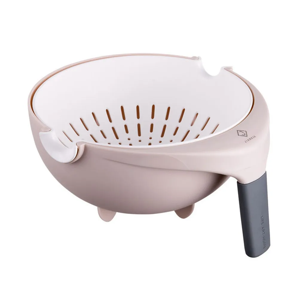 

Kitchen Fruit Vegetable Washing Basket Self-Balancing Colander Dumps Water, But Keeps Food Upright Best Colanders#H20