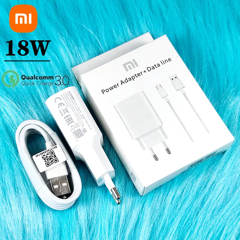 xiaomi fast charger 18W qc3.0 power dapter USB 100cm USB 3.1 Type C cable for Redmi note 7 8 9 9s MI 9 SE 8 6 mix 2 2S 3 5v 3a usb c Chargers
