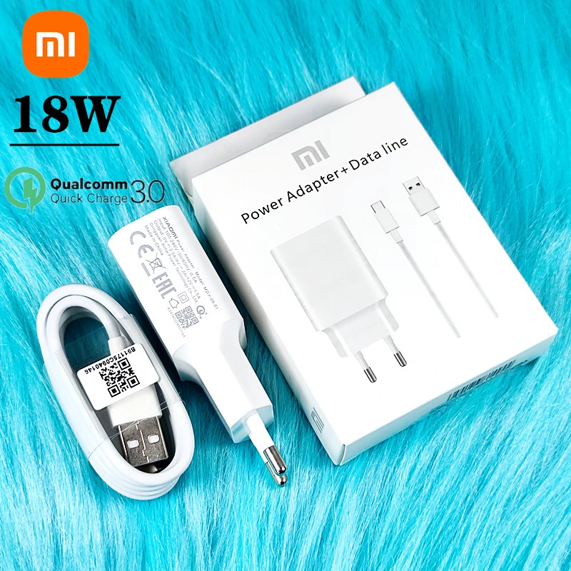 xiaomi fast charger 18W qc3.0 power dapter USB 100cm USB 3.1 Type C cable for Redmi note 7 8 9 9s MI 9 SE 8 6 mix 2 2S 3 5v 3a usb c