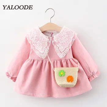 

YALOODE Baby Girl Dress Autumn Winter New Corduroy Princess Dress With Bag 2Pcs Baby Girl Clothes Set Kids Toddler Infant Dress