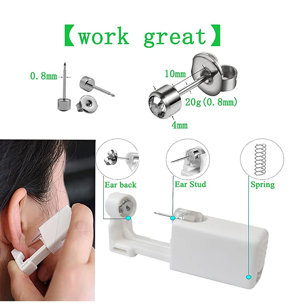Portable Self Ears Piercing Kit With Studs And Helix Piercing