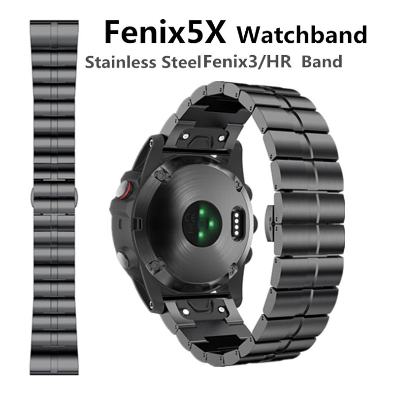 

Bracelet For Garmin fenix5X Band Rose Gold Quick Release Strap Fenix3 / Fenix3 HR Bnads Single Stainless Steel Straps Plus