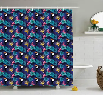 

Tropical Island Nature Toucan Shower Curtain, Cleaning Waterproof Polyester Bathroom Curtain,72 x 78 Inches