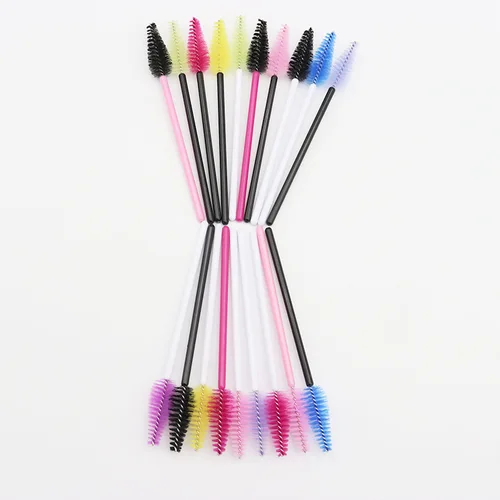 25/50 Pcs 일회용 드롭 모양 속눈썹 브러쉬 휴대용 화장품 빗 마스카라 완드 속눈썹 확장 메이크업 브러쉬 도구 4