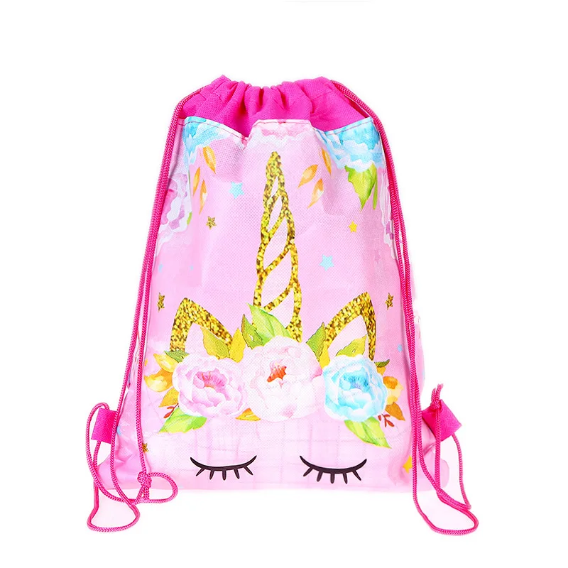 1 шт./лот детский душ Mochila нетканый материал для мальчиков сувениры рюкзак Супер Марио украшения День Рождения Вечеринка шнурок подарки сумки - Цвет: Unicorn