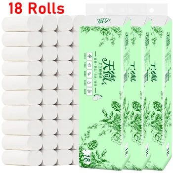 

Household Bulk 18 Rolls Tissue Paper 4 Ply Paper Tissues Strong Soft Wood Pulp Bath Paper Toilet Sanitary Paper