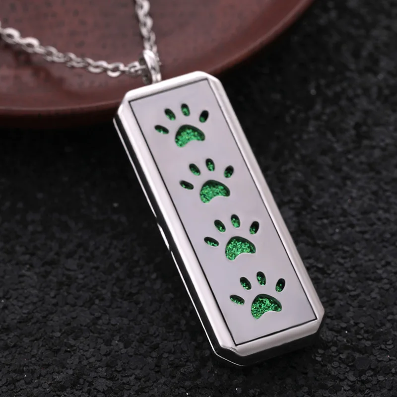 1Pcs Новая роза прямоугольная Подвеска из нержавеющей стали магнитное парфюмерное ожерелье ароматерапия эфирное масло диффузор кулон ожерелье ювелирные изделия - Окраска металла: 1Pcs