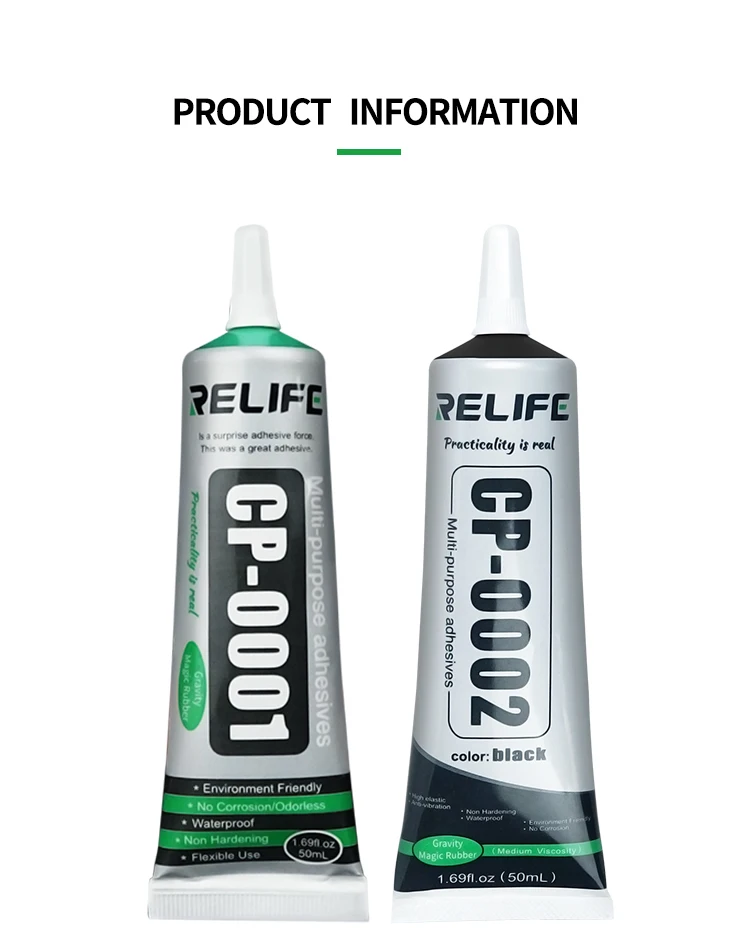 RELIFE 50ml CP-0001 Transparent Adhesive Clear Liquid Glue CP-0002 Black glue Mobile Phone Frame Repair LCD Screen Glass Glue miller welding helmet