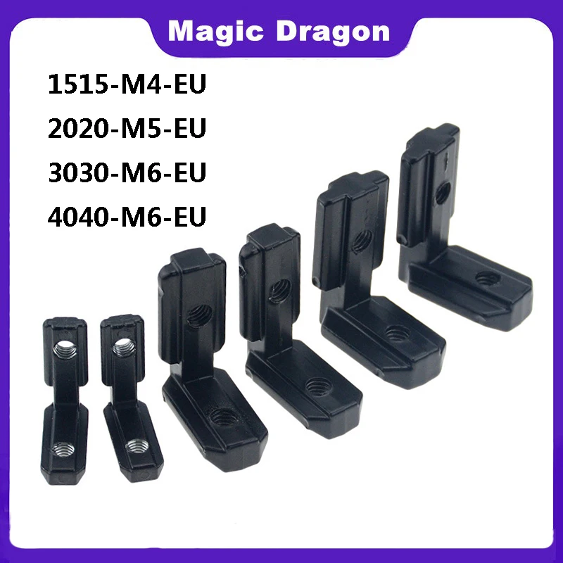 Angle Bracket 10pcs/Pack Black L Shape Interior Corner Connector Joint Bracket with screws for 1515 3030 4040 EU Aluminum Profile Angle Connector Stainless Steel Angle Bracket
