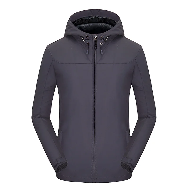 Mountainskin мужские куртки с капюшоном для походов, спортивные куртки для активного отдыха, ветровка для альпинизма, кемпинга, треккинга, мужские одноцветные пальто VA616 - Цвет: Dark Gray