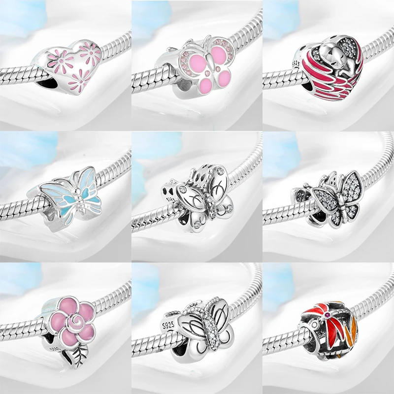 2021 Hot Sale Cute Butterfly 925 Sterling Silver Beads for Jewelry Making Fit Original PANDORA Charm Bracelet | Украшения и