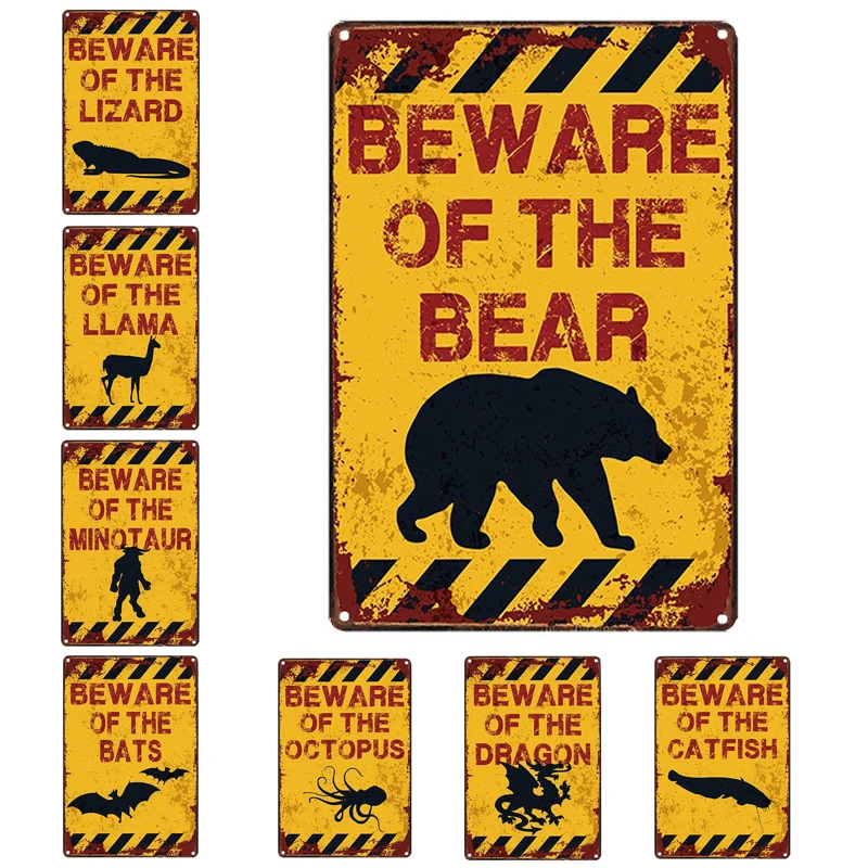 

Остерегайтесь животных, винтажный декор, жестяная вывеска, забавное уличное украшение, двор, фермерский дом, Декор, металлическая настенная живопись, постер, декор для бара