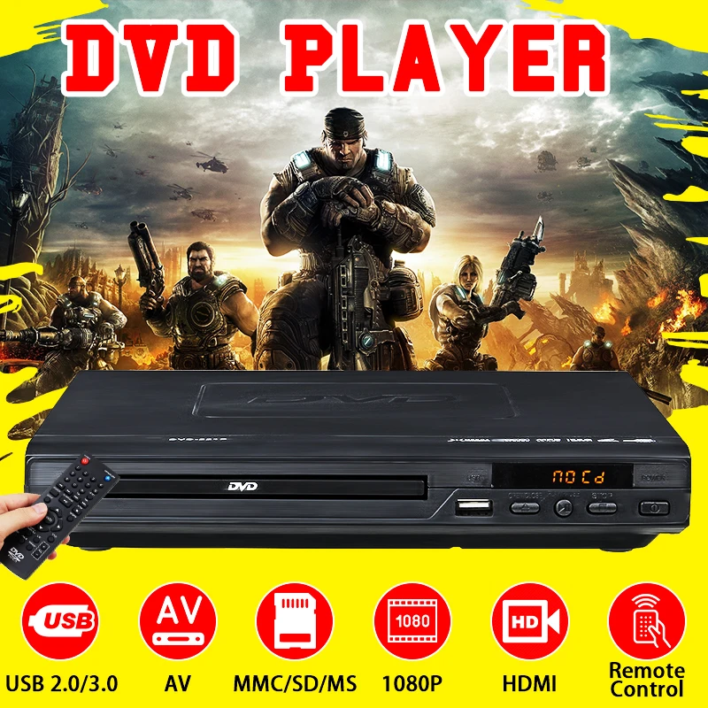 Многофункциональная система 1080P dvd-плеер Портативный USB 2,0 3,0 dvd-плеер мультимедийный цифровой DVD ТВ Поддержка HDMI CD SVCD VCD MP3 функция