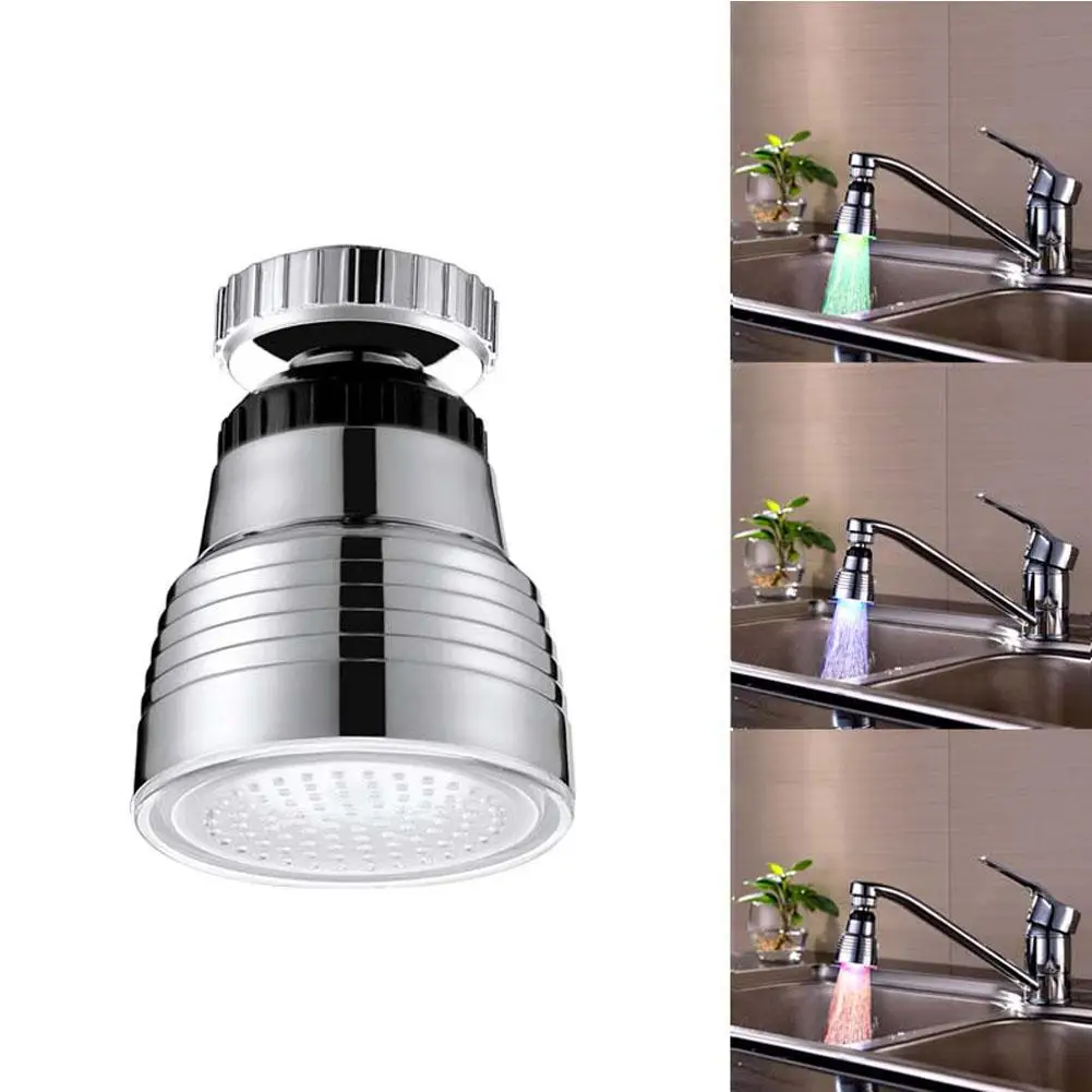 

LED Water Tap Round Temperature Control 3 Color Temperature-sensitive Discolored 360 Degree Rotation Water Faucet Heads Tap