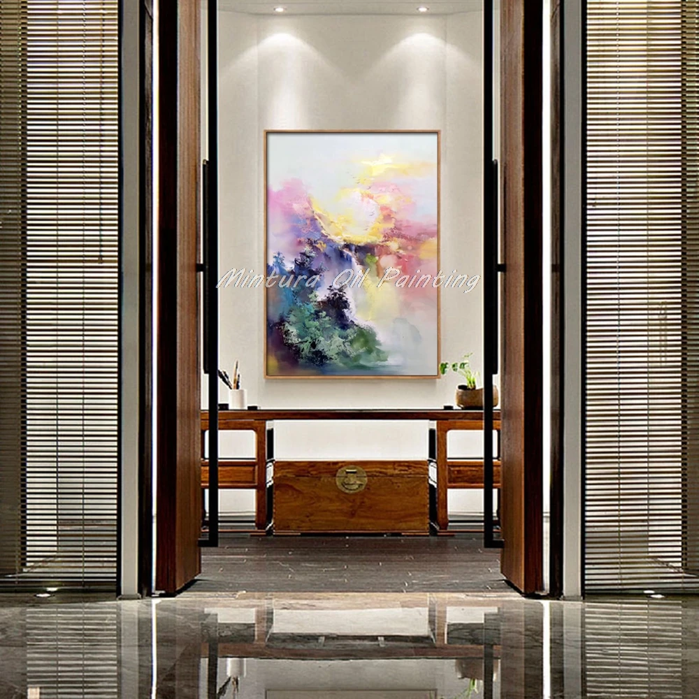 Mintura ручная роспись маслом на холсте красивое Рисование абстрактного пейзажа Настенная картина отель украшение для комнаты без рамки
