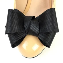 1 Pair Shoe Accessories Shoe Charms Elegant Fabric Bow For Women High Heels Shoes Bowknot Decoration Bow Black DIY Glue On
